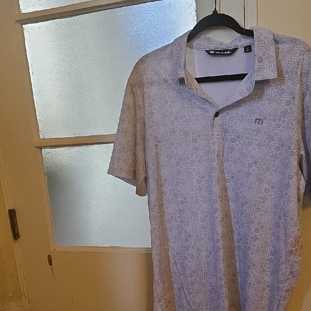 Men's Travis Matthew Light Grey Patterned Shirt